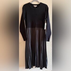 Nanette Lepore, large, black long sleeve, pleated dress